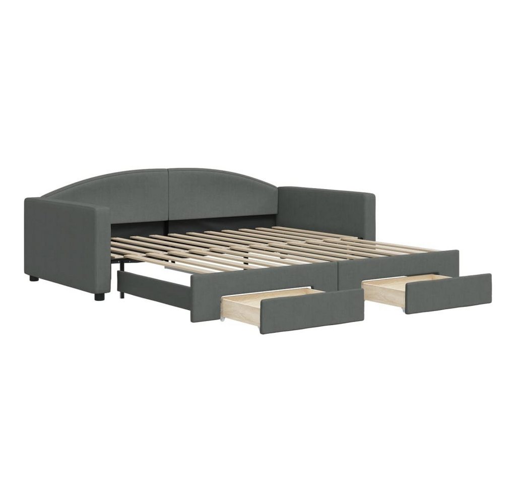 furnicato Bett Tagesbett Ausziehbar mit Schubladen Dunkelgrau 100x200 cm Stoff (1-tlg) von furnicato