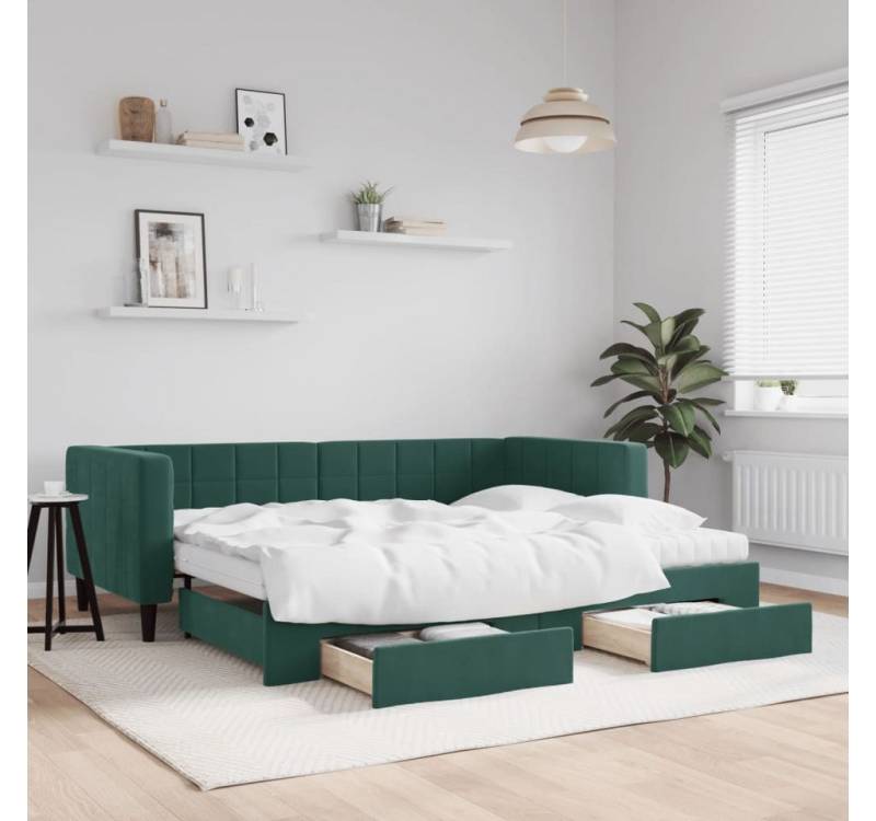 furnicato Bett Tagesbett Ausziehbar mit Schubladen Dunkelgrün 90x200 cm Samt furnicato Bett Tagesbett Ausziehbar mit Schubladen Dunkelgrün 90x200 cm Samt von furnicato