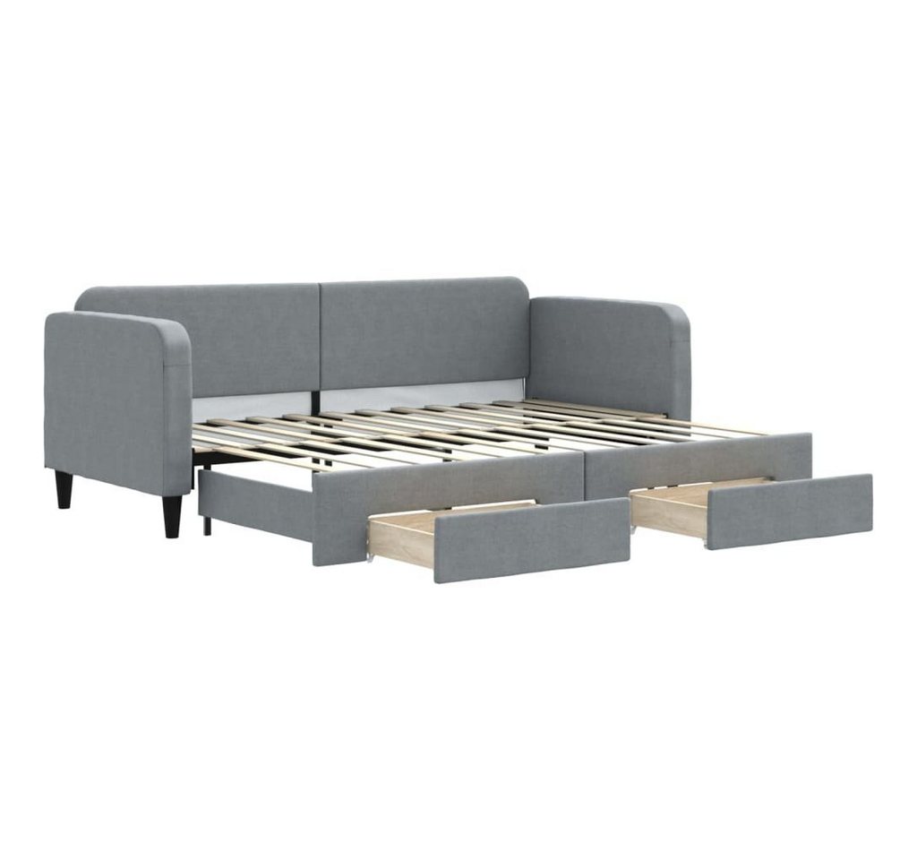 furnicato Bett Tagesbett Ausziehbar mit Schubladen Hellgrau 80x200 cm Stoff (1-tlg) von furnicato