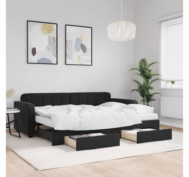 furnicato Bett Tagesbett Ausziehbar mit Schubladen Schwarz 80x200 cm Samt furnicato Bett Tagesbett Ausziehbar mit Schubladen Schwarz 80x200 cm Samt von furnicato