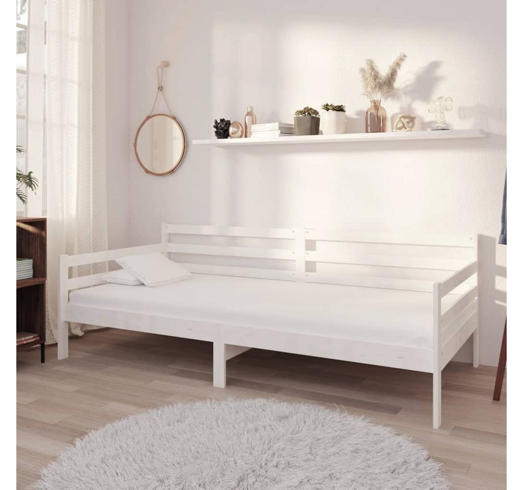 furnicato Bett Tagesbett mit Matratze 90x200 cm Weiß Kiefer Massivholz von furnicato