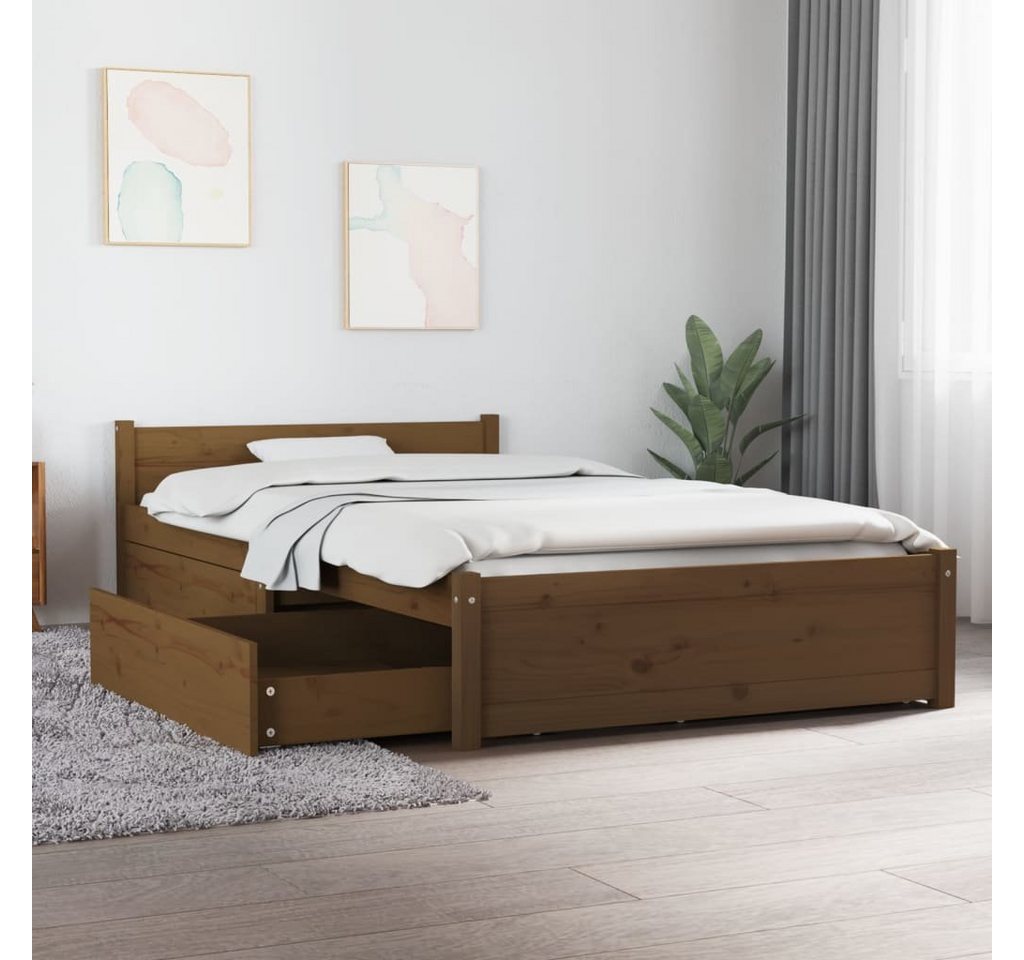furnicato Bett mit Schubladen Honigbraun 90x200 cm von furnicato