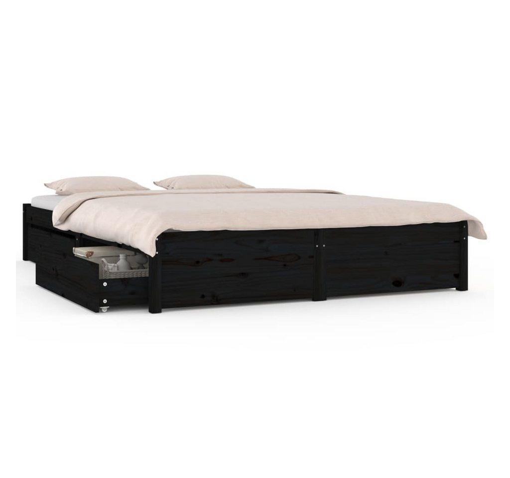 furnicato Bett mit Schubladen Schwarz 140x190 cm von furnicato