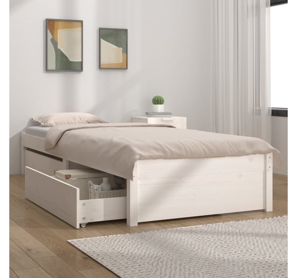 furnicato Bett mit Schubladen Weiß 90x200 cm von furnicato
