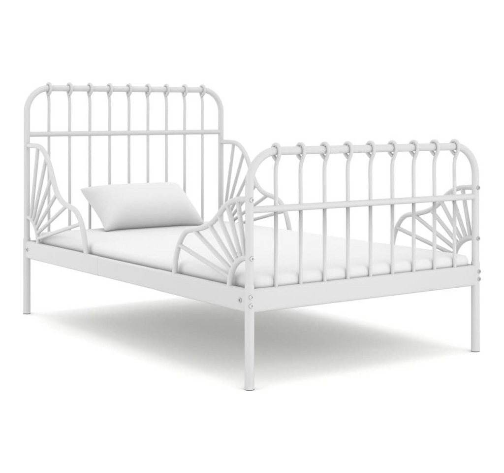 furnicato Bettgestell Ausziehbett Weiß Metall 80x130/200 cm von furnicato