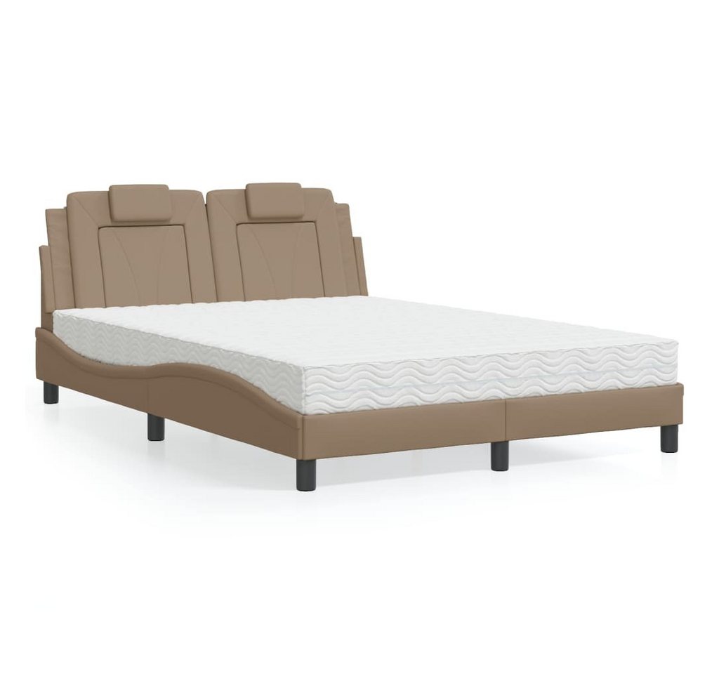 furnicato Bettgestell Bett "Viana" mit Matratze Cappuccino-Braun 140x200 cm Kunstleder von furnicato