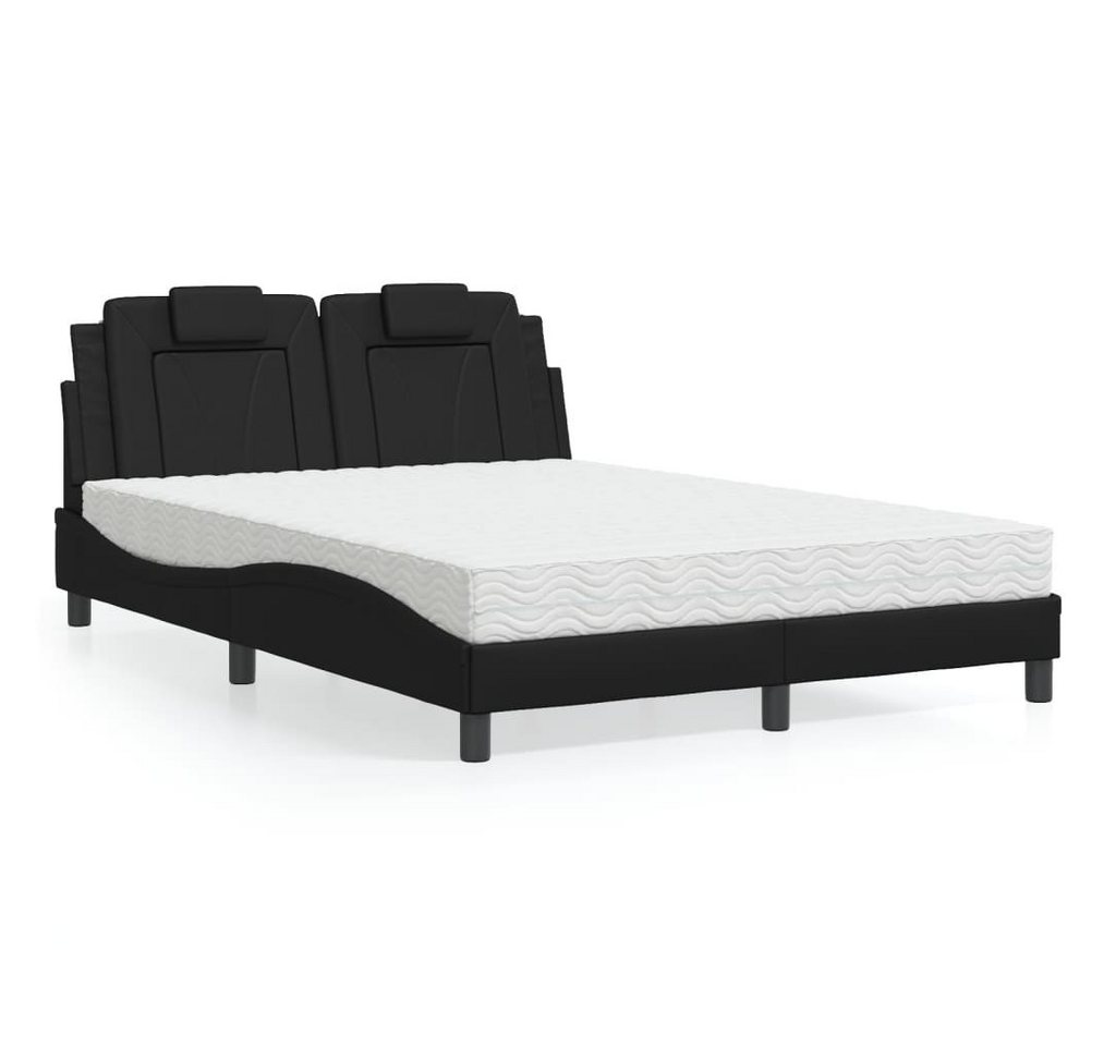 furnicato Bettgestell Bett "Viana" mit Matratze Schwarz 140x200 cm Kunstleder von furnicato