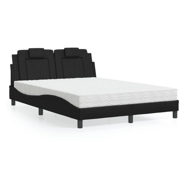 furnicato Bettgestell Bett "Viana" mit Matratze Schwarz 140x200 cm Kunstleder von furnicato