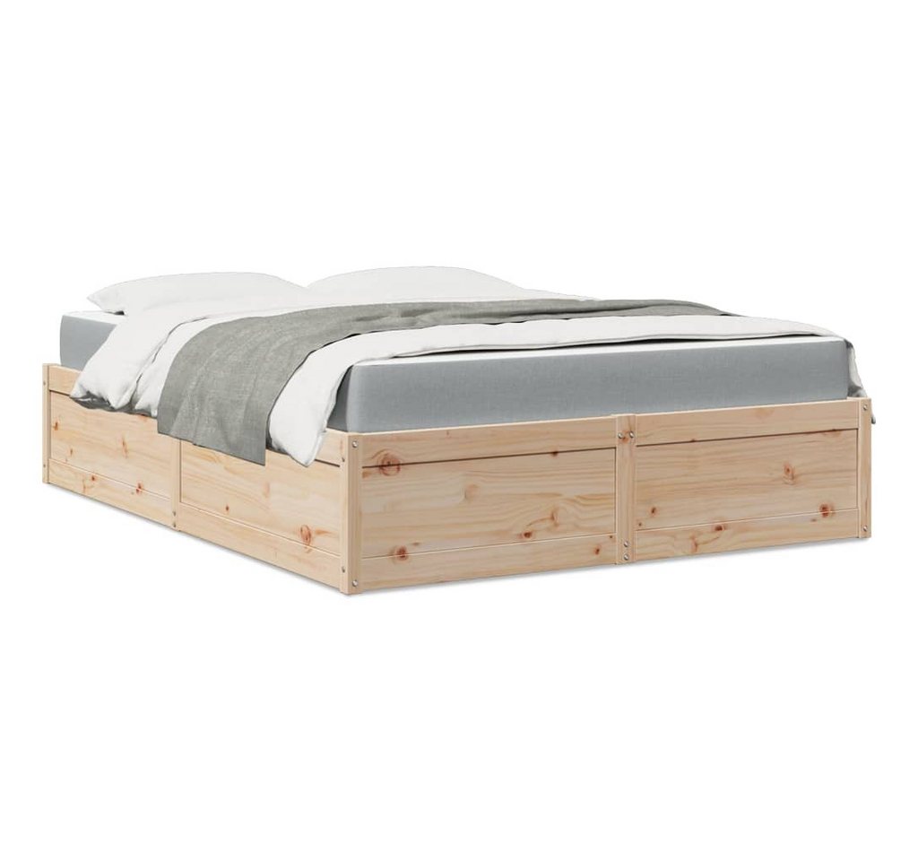furnicato Bettgestell Bett mit Matratze 140x200 cm Massivholz Kiefer von furnicato