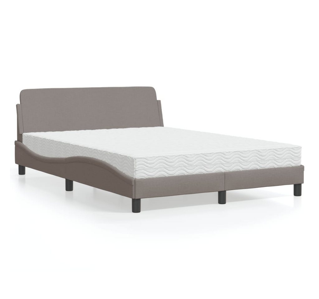 furnicato Bettgestell Bett mit Matratze "Dover" Taupe 140x200 cm Stoff von furnicato
