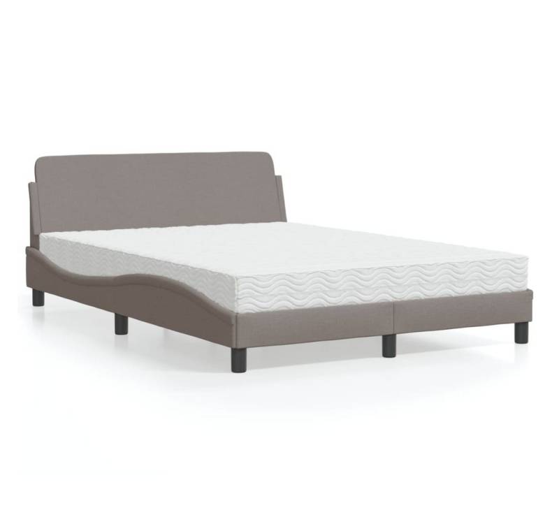 furnicato Bettgestell Bett mit Matratze "Dover" Taupe 140x200 cm Stoff von furnicato