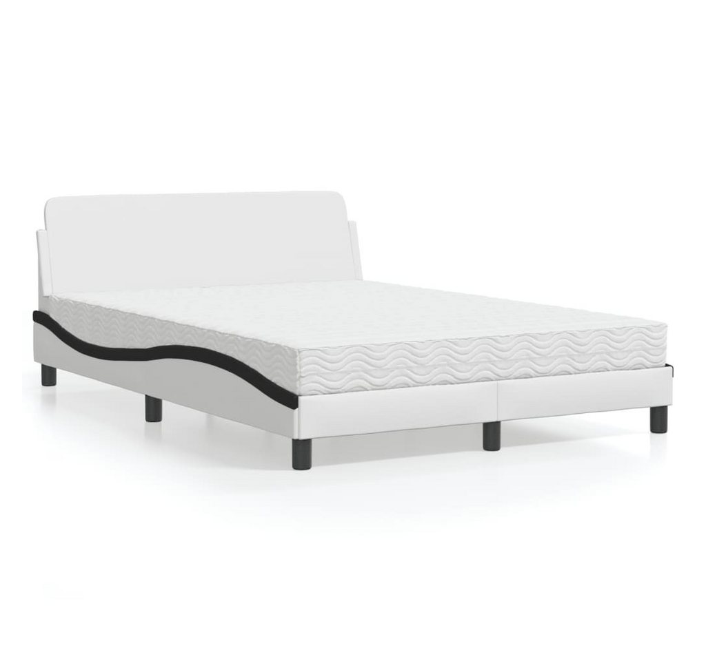 furnicato Bettgestell Bett mit Matratze "Dover" Weiß und Schwarz 140x200 cm Kunstleder von furnicato