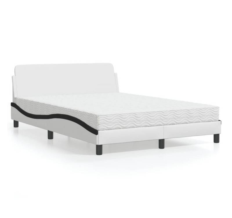 furnicato Bettgestell Bett mit Matratze "Dover" Weiß und Schwarz 140x200 cm Kunstleder von furnicato