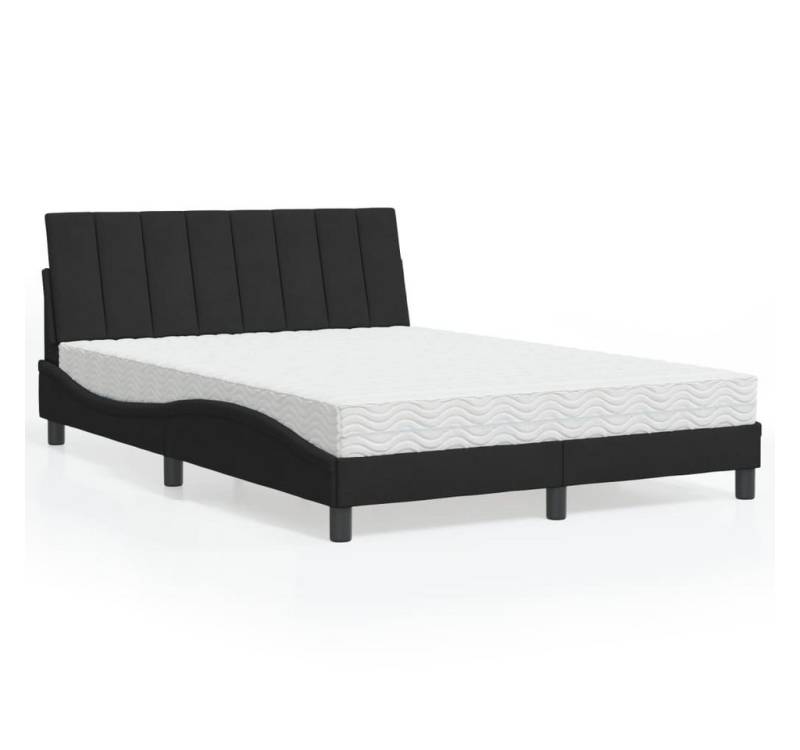 furnicato Bettgestell Bett mit Matratze "Hanko" Schwarz 140x200 cm Samt von furnicato