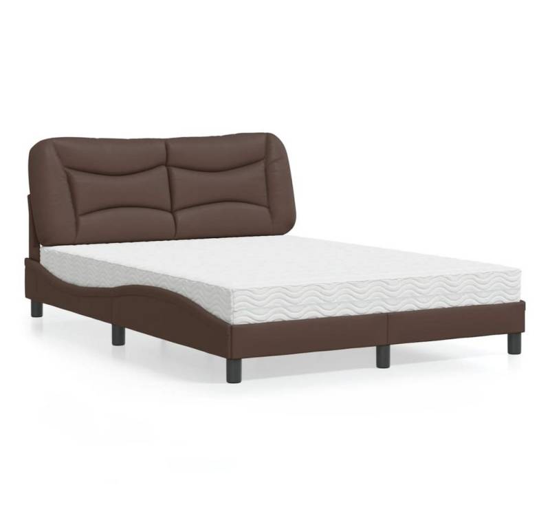 furnicato Bettgestell Bett mit Matratze "Hvar" Braun 140x200 cm Kunstleder von furnicato