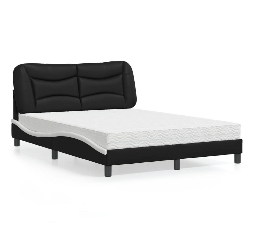 furnicato Bettgestell Bett mit Matratze "Hvar" Schwarz und Weiß 140x200 cm Kunstleder von furnicato