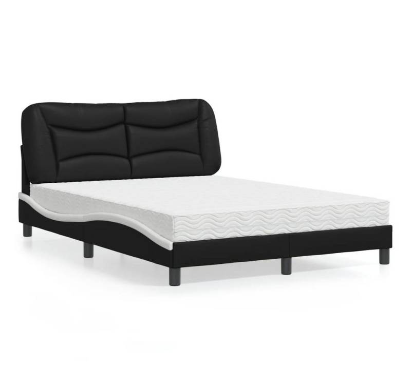 furnicato Bettgestell Bett mit Matratze "Hvar" Schwarz und Weiß 140x200 cm Kunstleder von furnicato