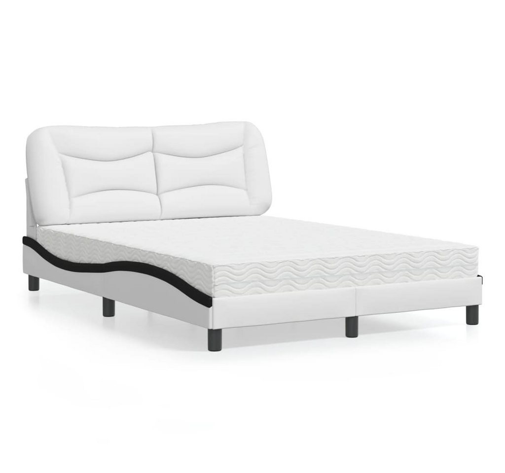 furnicato Bettgestell Bett mit Matratze "Hvar" Weiß und Schwarz 140x200 cm Kunstleder von furnicato