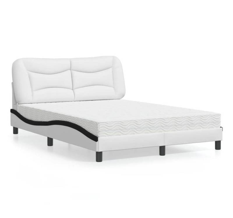 furnicato Bettgestell Bett mit Matratze "Hvar" Weiß und Schwarz 140x200 cm Kunstleder von furnicato