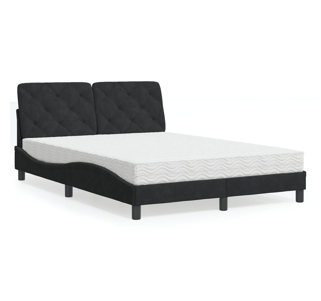 furnicato Bettgestell Bett mit Matratze Schwarz 140x200 cm Samt von furnicato