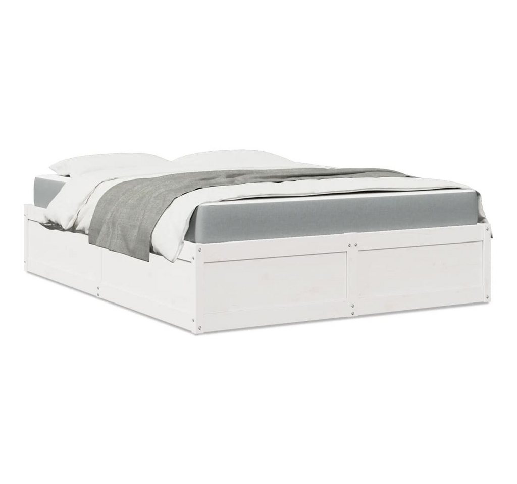 furnicato Bettgestell Bett mit Matratze Weiß 140x200 cm Massivholz Kiefer von furnicato