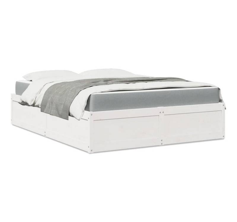 furnicato Bettgestell Bett mit Matratze Weiß 140x200 cm Massivholz Kiefer von furnicato