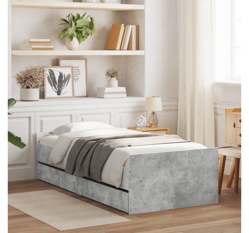 furnicato Bettgestell Bett mit Schubladen Betongrau 75x190 cm furnicato Bettgestell Bett mit Schubladen Betongrau 75x190 cm von furnicato