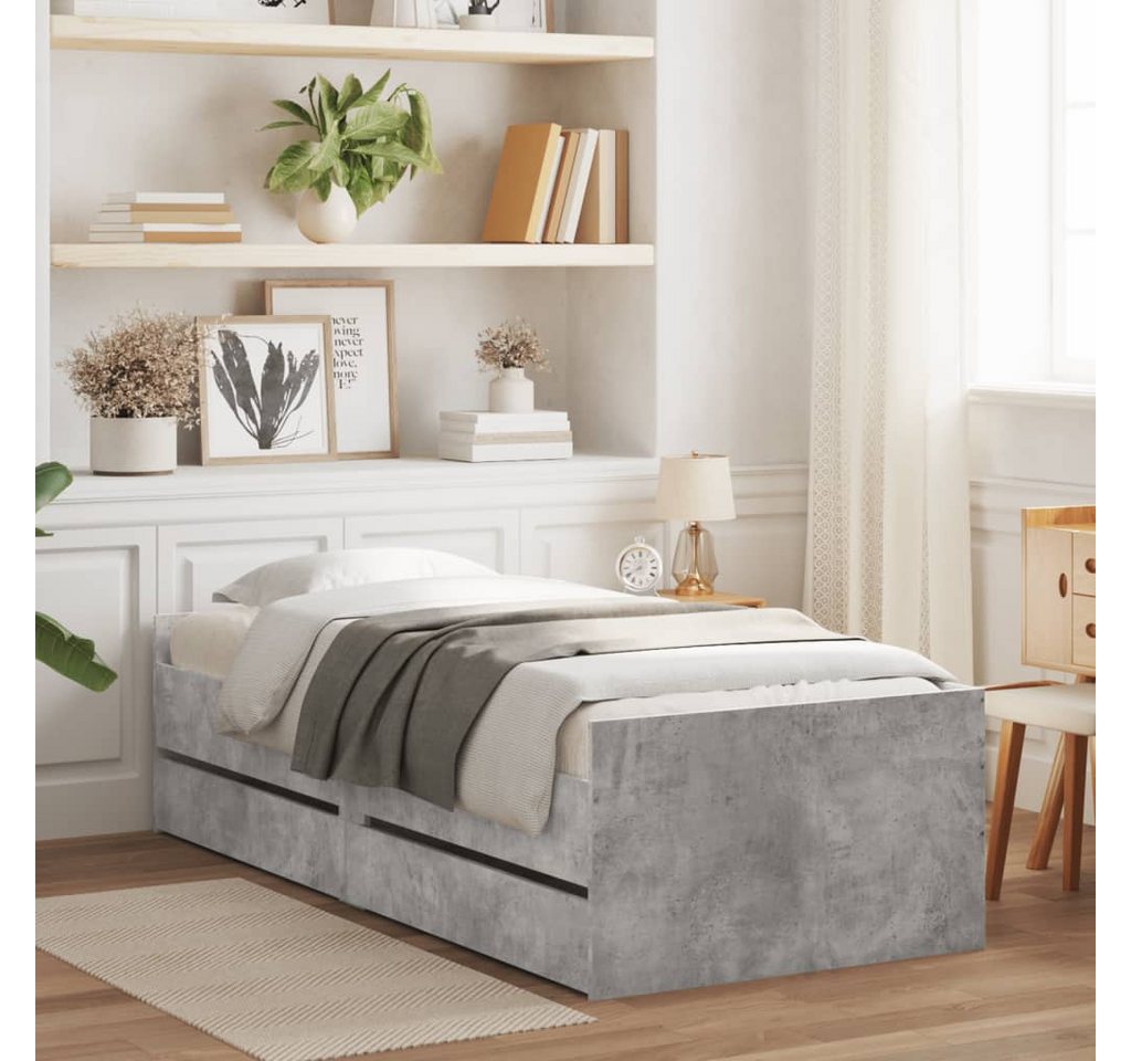 furnicato Bettgestell Bett mit Schubladen Betongrau 75x190 cm furnicato Bettgestell Bett mit Schubladen Betongrau 75x190 cm von furnicato