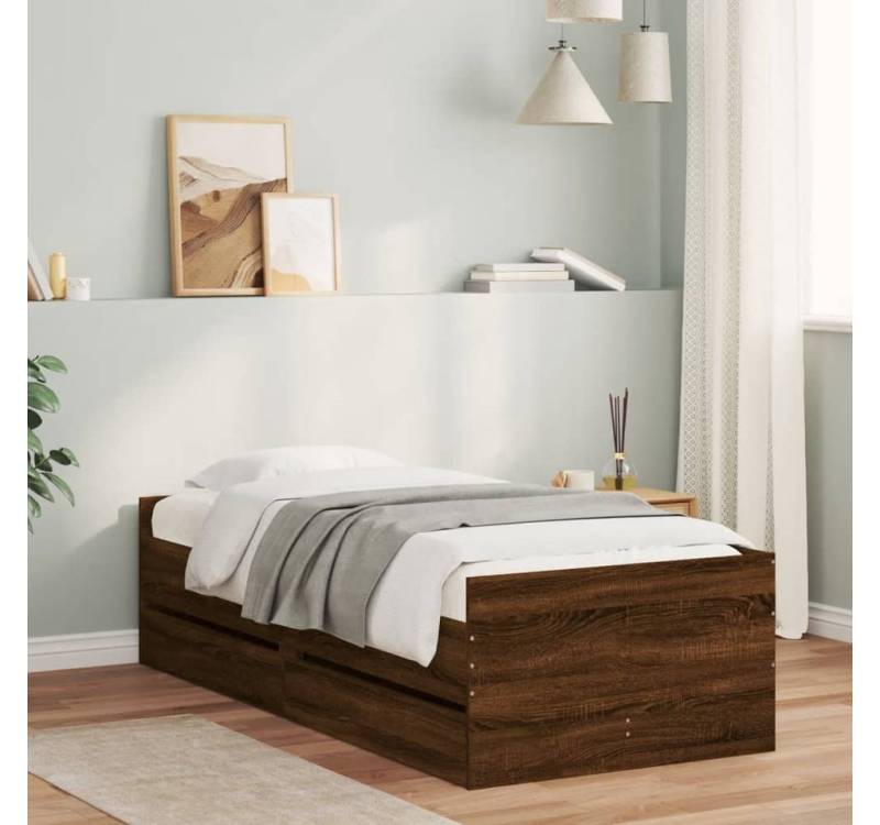 furnicato Bettgestell Bett mit Schubladen Braun Eiche-Optik 75x190 cm furnicato Bettgestell Bett mit Schubladen Braun Eiche-Optik 75x190 cm von furnicato
