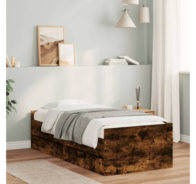 furnicato Bettgestell Bett mit Schubladen Räuchereiche 75x190 cm furnicato Bettgestell Bett mit Schubladen Räuchereiche 75x190 cm von furnicato