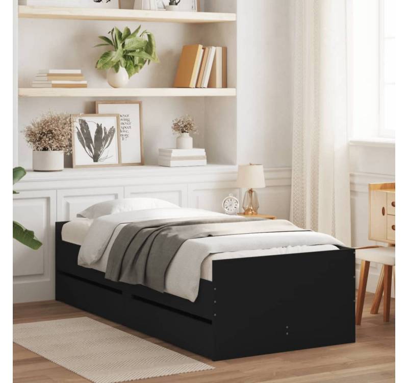 furnicato Bettgestell Bett mit Schubladen Schwarz 75x190 cm furnicato Bettgestell Bett mit Schubladen Schwarz 75x190 cm von furnicato