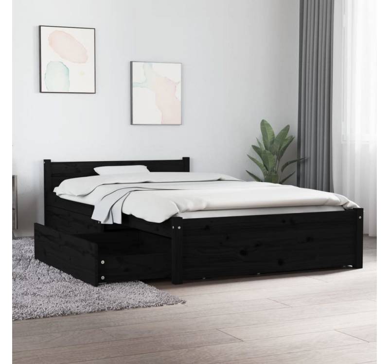 furnicato Bettgestell Bett mit Schubladen Schwarz 90x200 cm furnicato Bettgestell Bett mit Schubladen Schwarz 90x200 cm von furnicato