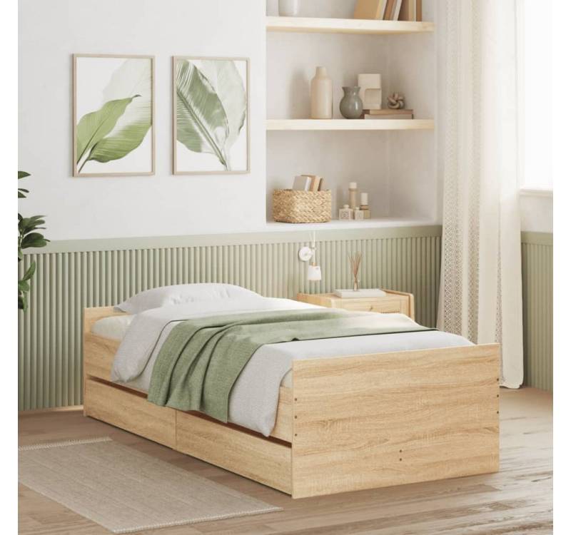 furnicato Bettgestell Bett mit Schubladen Sonoma-Eiche 75x190 cm furnicato Bettgestell Bett mit Schubladen Sonoma-Eiche 75x190 cm von furnicato