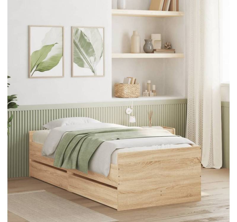 furnicato Bettgestell Bett mit Schubladen Sonoma-Eiche 75x190 cm furnicato Bettgestell Bett mit Schubladen Sonoma-Eiche 75x190 cm von furnicato