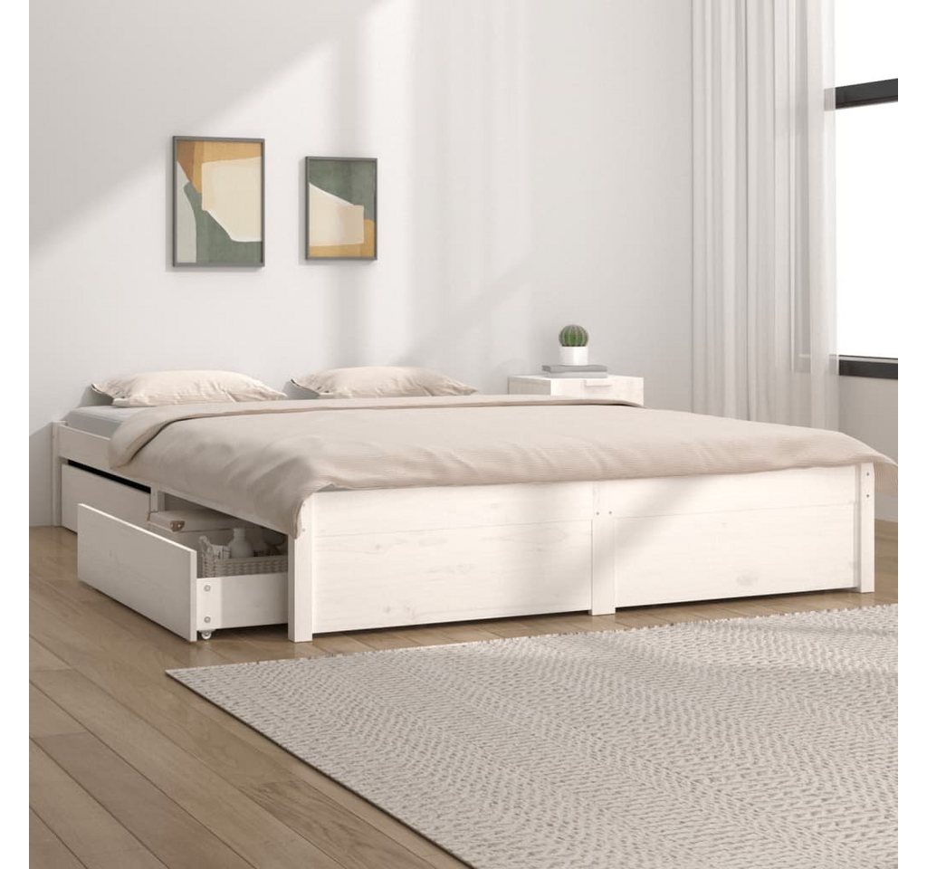 furnicato Bettgestell Bett mit Schubladen Weiß 140x200 cm furnicato Bettgestell Bett mit Schubladen Weiß 140x200 cm von furnicato