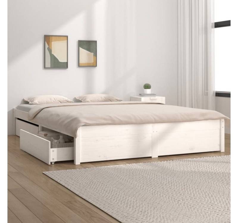 furnicato Bettgestell Bett mit Schubladen Weiß 140x200 cm furnicato Bettgestell Bett mit Schubladen Weiß 140x200 cm von furnicato