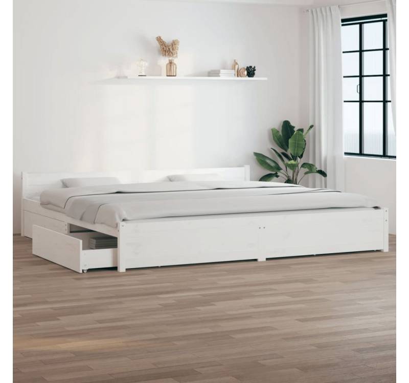 furnicato Bettgestell Bett mit Schubladen Weiß 180x200 cm furnicato Bettgestell Bett mit Schubladen Weiß 180x200 cm von furnicato