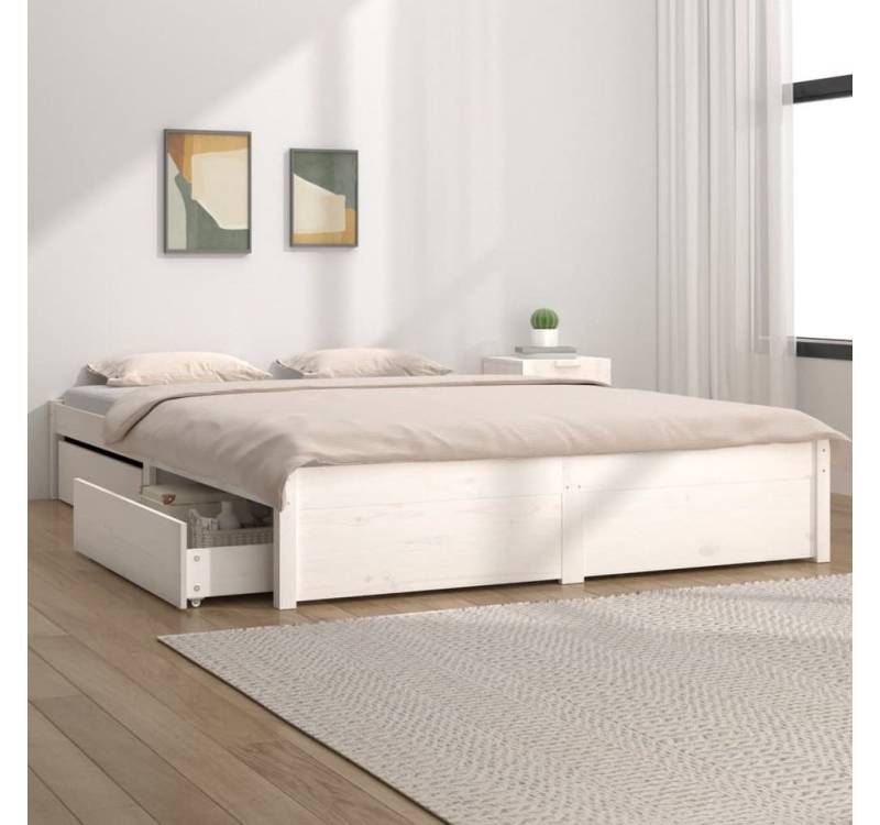 furnicato Bettgestell Bett mit Schubladen Weiß 180x200 cm furnicato Bettgestell Bett mit Schubladen Weiß 180x200 cm von furnicato