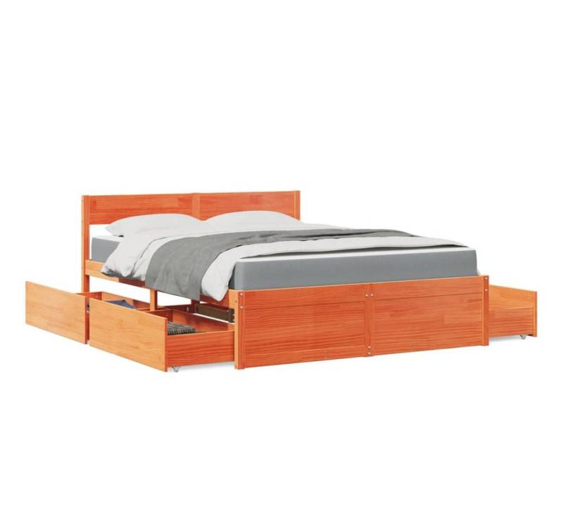 furnicato Bettgestell Bett mit Schubladen und Matratze Wachsbraun 160x200 Massivholz furnicato Bettgestell Bett mit Schubladen und Matratze Wachsbraun 160x200 Massivholz von furnicato