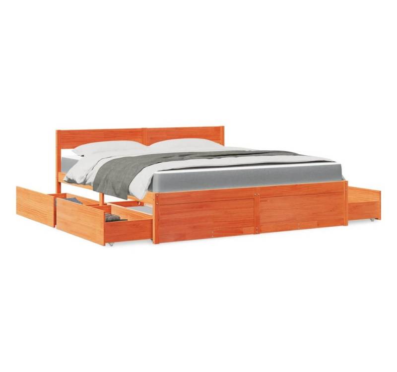 furnicato Bettgestell Bett mit Schubladen und Matratze Wachsbraun 180x200 Massivholz furnicato Bettgestell Bett mit Schubladen und Matratze Wachsbraun 180x200 Massivholz von furnicato