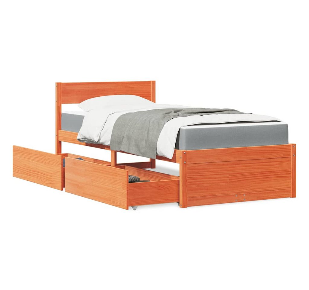 furnicato Bettgestell Bett mit Schubladen und Matratze Wachsbraun 90x200 Massivholz furnicato Bettgestell Bett mit Schubladen und Matratze Wachsbraun 90x200 Massivholz von furnicato