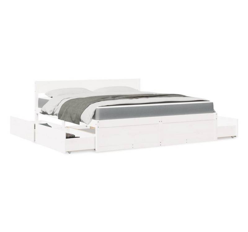 furnicato Bettgestell Bett mit Schubladen und Matratze Weiß 180x200 cm Massivholz furnicato Bettgestell Bett mit Schubladen und Matratze Weiß 180x200 cm Massivholz von furnicato