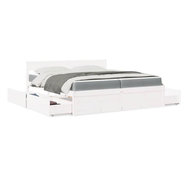 furnicato Bettgestell Bett mit Schubladen und Matratze Weiß 200x200 cm Massivholz furnicato Bettgestell Bett mit Schubladen und Matratze Weiß 200x200 cm Massivholz von furnicato