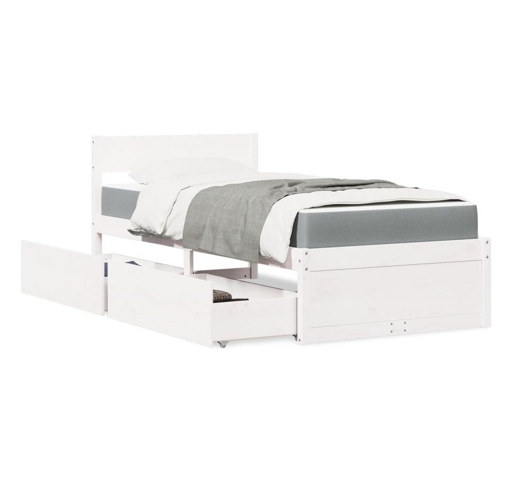 furnicato Bettgestell Bett mit Schubladen und Matratze Weiß 90x190 cm Massivholz furnicato Bettgestell Bett mit Schubladen und Matratze Weiß 90x190 cm Massivholz von furnicato