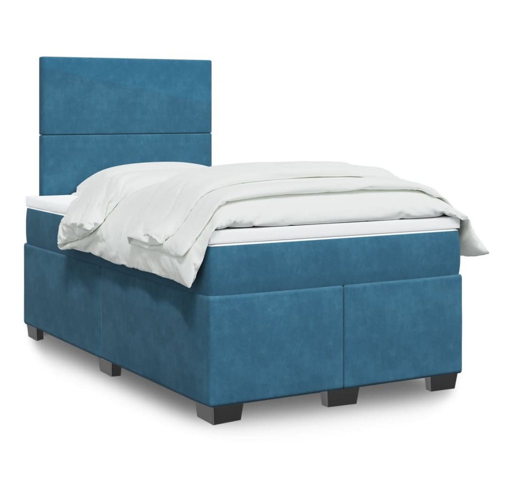 furnicato Bettgestell Boxspringbett mit Matratze Blau 120x190 cm Samt furnicato Bettgestell Boxspringbett mit Matratze Blau 120x190 cm Samt von furnicato