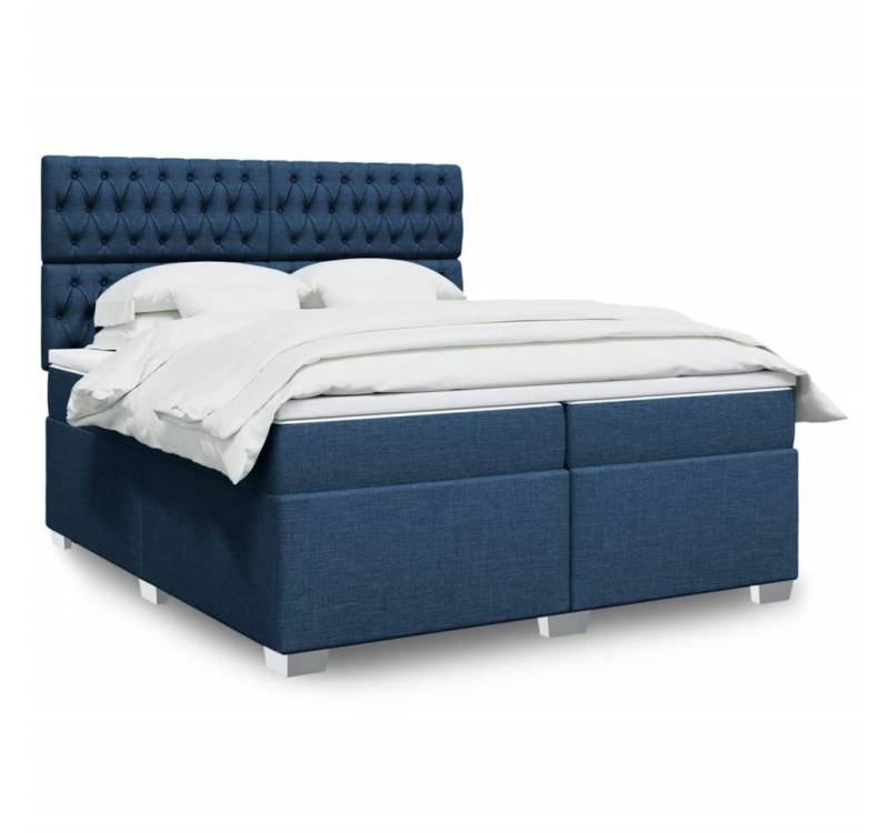 furnicato Bettgestell Boxspringbett mit Matratze Blau 200x200 cm Stoff von furnicato