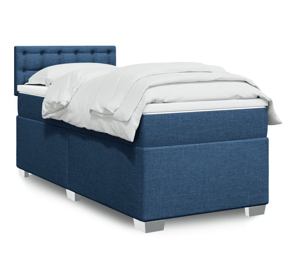 furnicato Bettgestell Boxspringbett mit Matratze Blau 90x190 cm Stoff furnicato Bettgestell Boxspringbett mit Matratze Blau 90x190 cm Stoff von furnicato