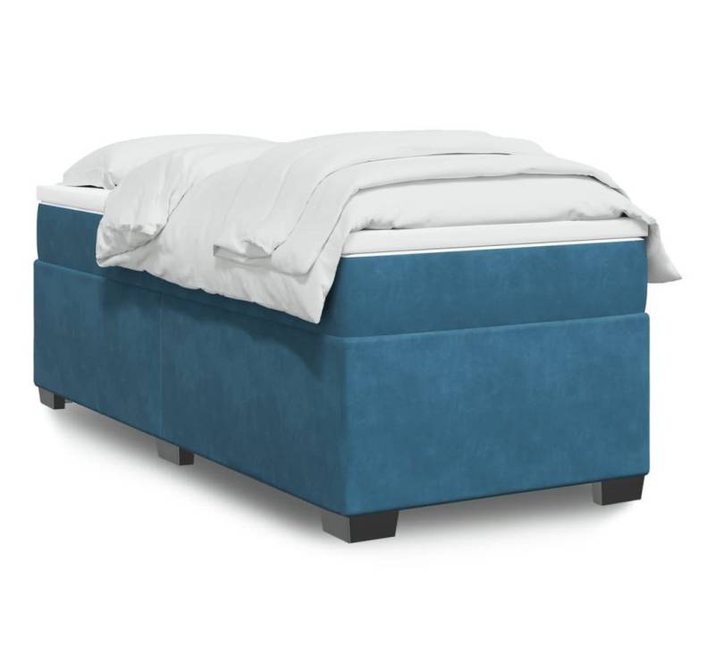 furnicato Bettgestell Boxspringbett mit Matratze Dunkelblau 80x200 cm Samt von furnicato