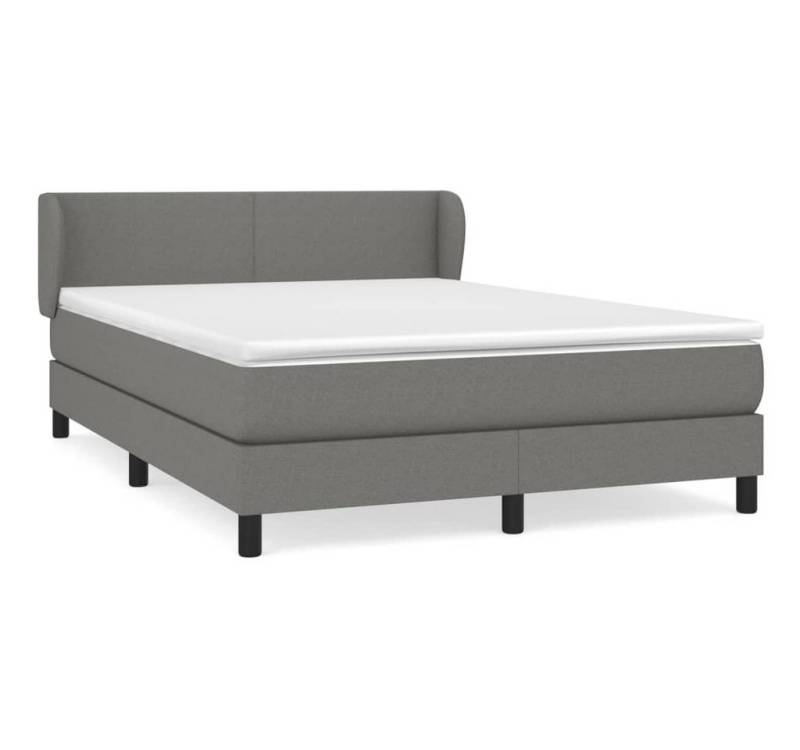 furnicato Bettgestell Boxspringbett mit Matratze Dunkelgrau 140x190 cm Stoff von furnicato