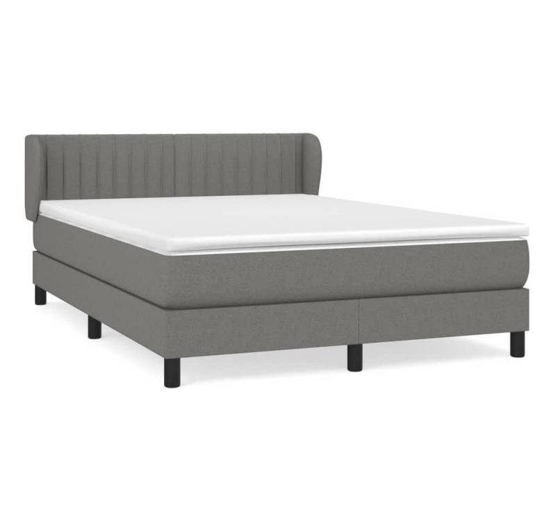 furnicato Bettgestell Boxspringbett mit Matratze Dunkelgrau 140x200 cm Stoff von furnicato